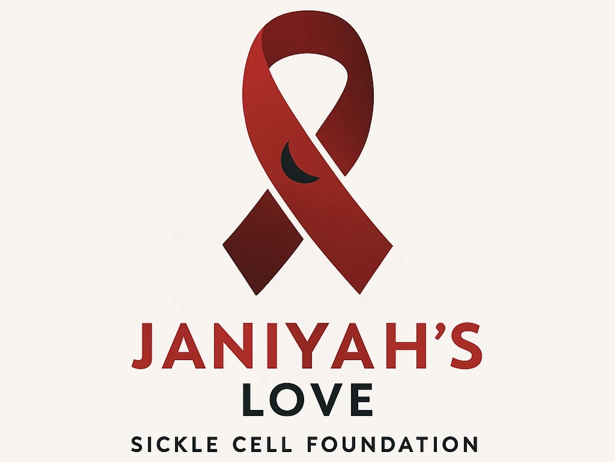 Logo of Janiyah's Love Sickle Cell Foundation with a red awareness ribbon.
