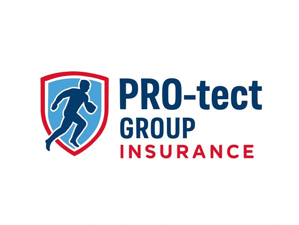 Logo of PRO-tect Group Insurance with a running figure inside a shield.