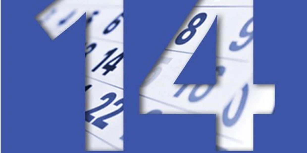 Graphic showing a 14-day free trial offer with calendar numbers inside the number 14.