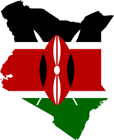 the flag of kenya on a map of africa