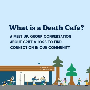 Illustration promoting Death Cafe, a community meet-up about grief and loss.