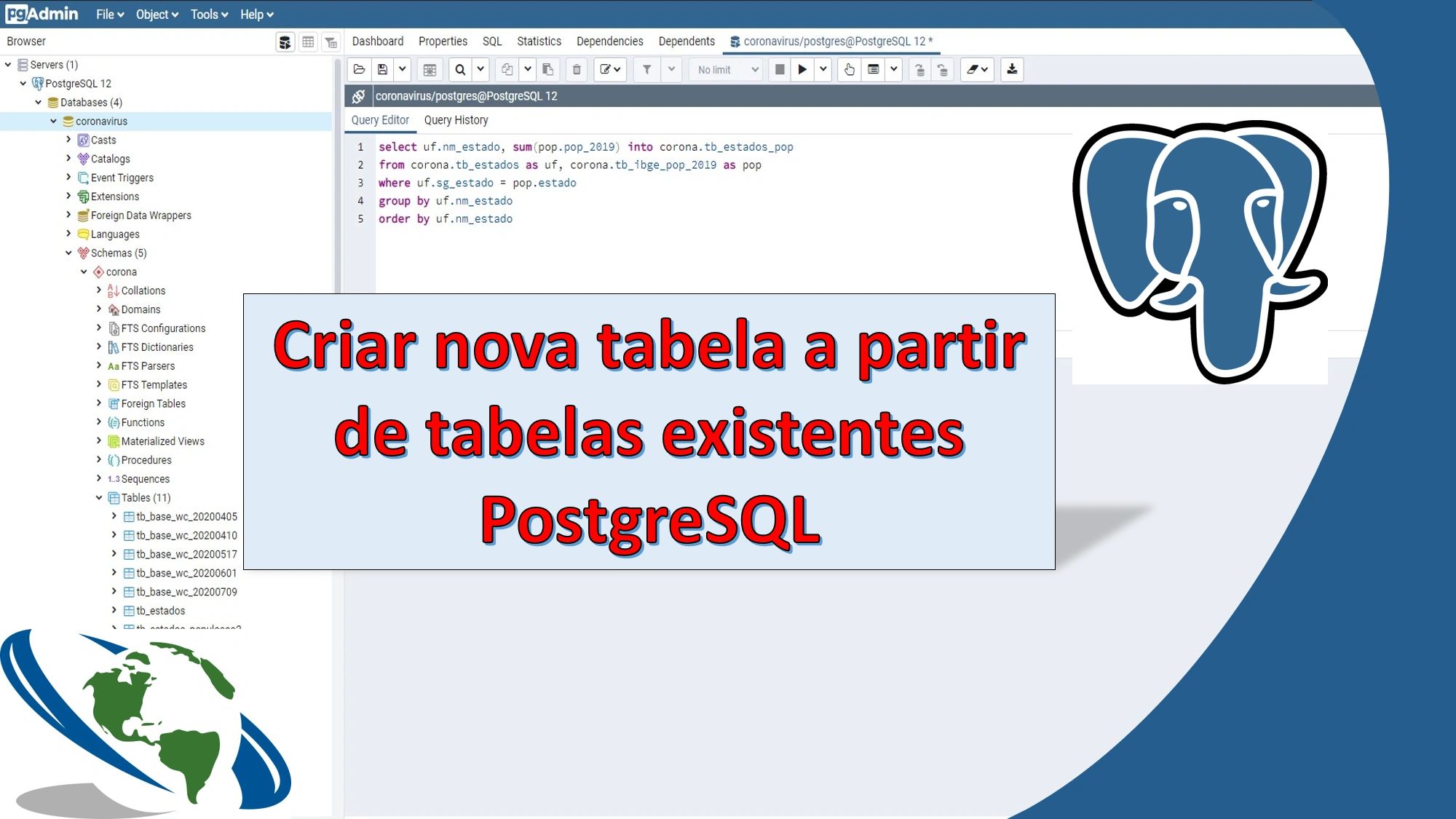 Como criar nova tabela a partir de tabelas existentes postgresql
