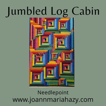 Needlepoint - bright colors - log cabin quilting pattern