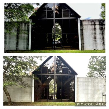 Marble wall pressure washing before and after.
Mold and mildew removal