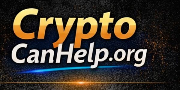 CryptoCanHelp.org logo with dynamic text and lighting effects.