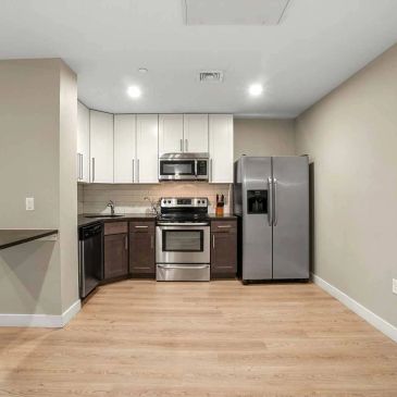 Open modern kitchen layout.