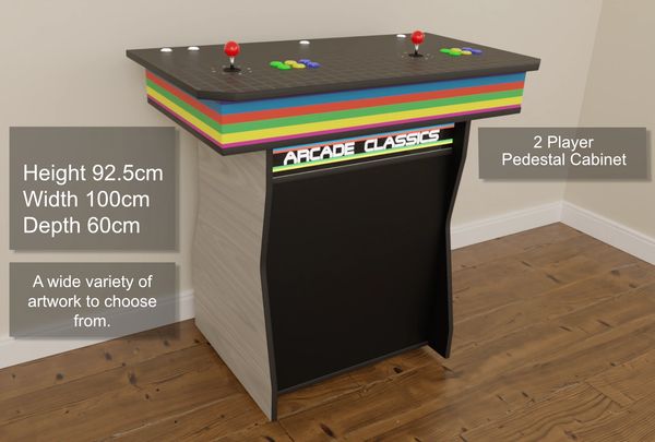 2-player arcade pedestal cabinet dimensions