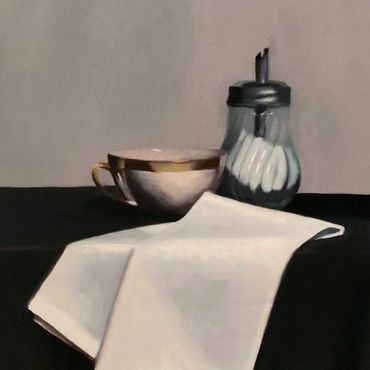 "Coffee and Sugar" 2024 Oil on linen. 30x30cm 