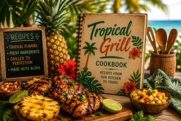 Grilled pineapples on a table