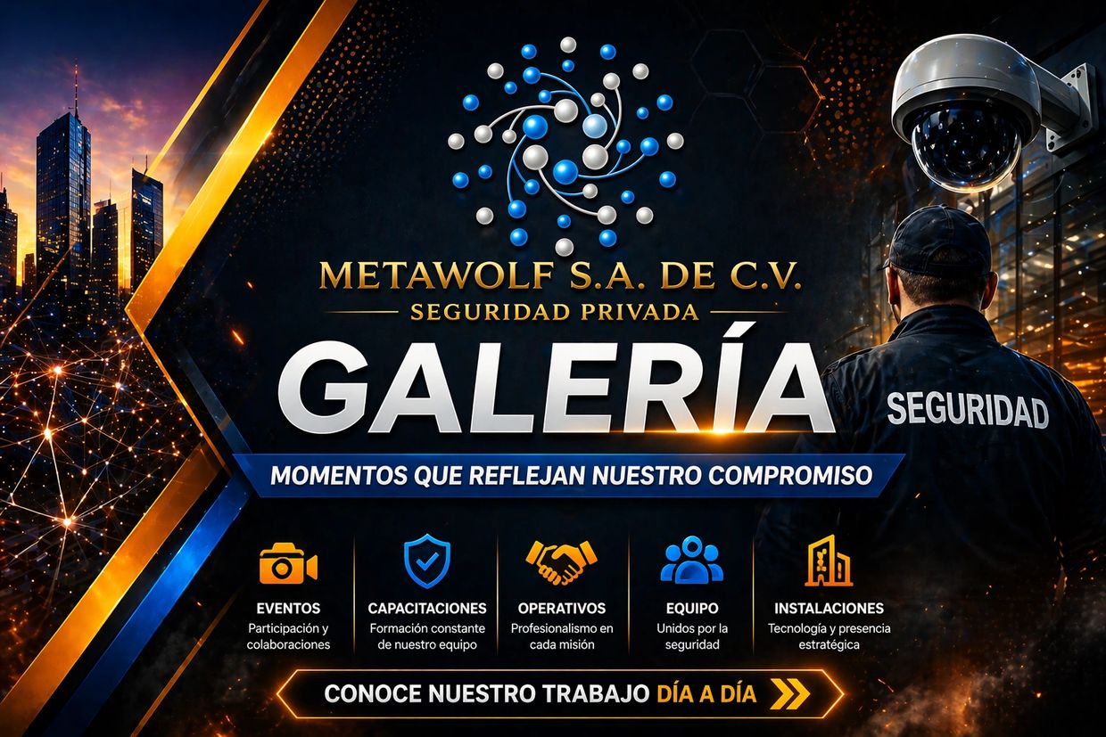 Galería de Metawolf S.A. de C.V. mostrando seguridad privada y compromiso diario.