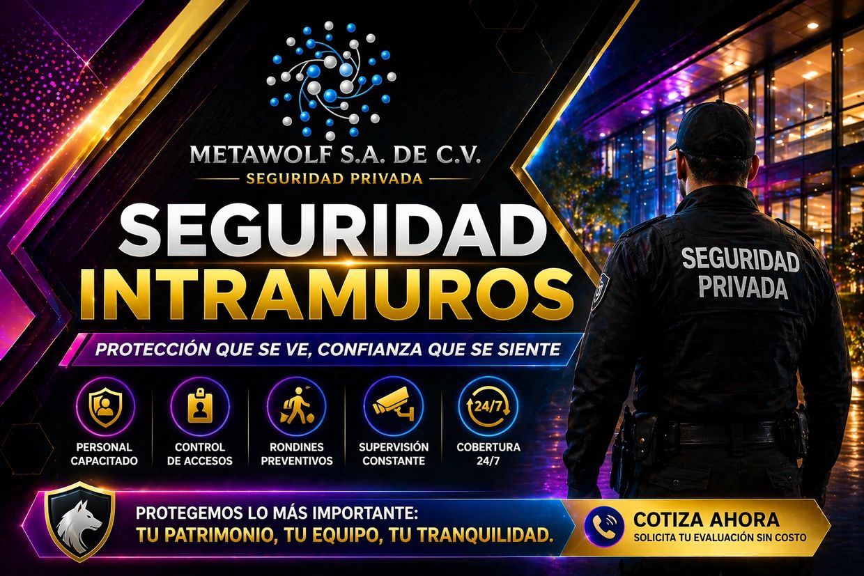 Seguridad privada intramuros con protección visible y confianza sentida.