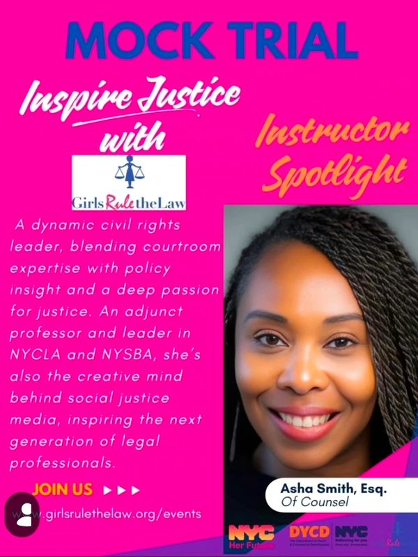 Instructor spotlight on Asha Smith, Esq., a civil rights leader and legal educator inspiring future professionals.