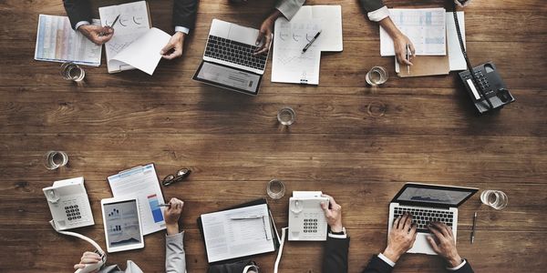 Business People Analyzing Statistics Financial Concept
