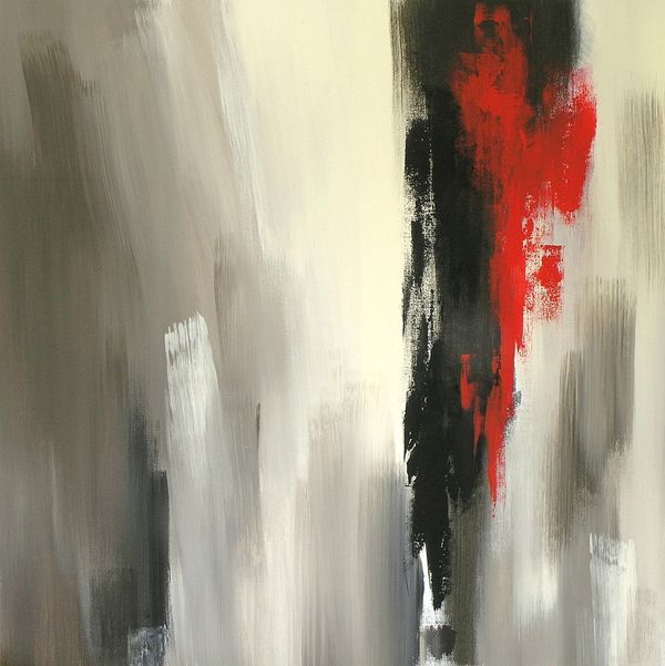 Neutral Red & Black Abstract painting