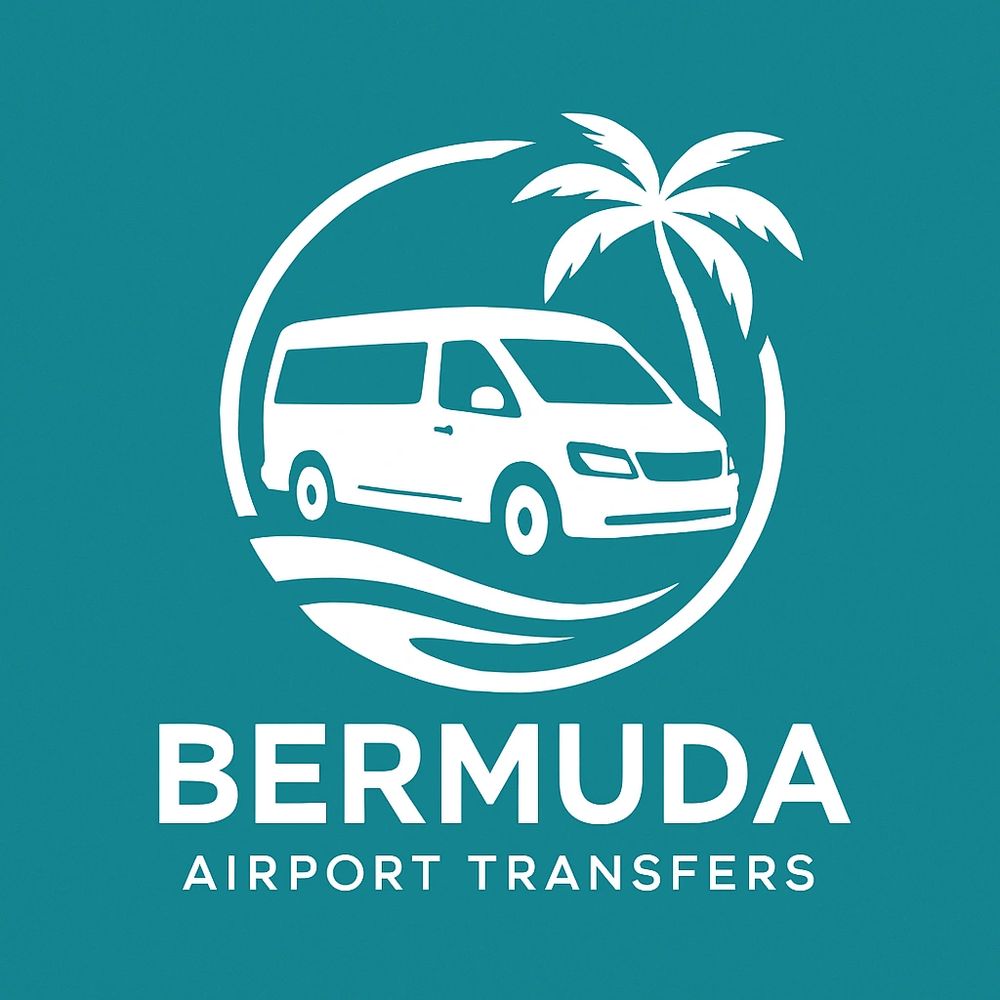 Logo for Bermuda Airport Transfers featuring a van and palm tree.
