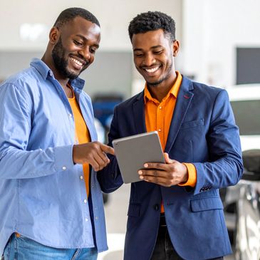 Two men at a dealership