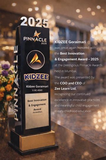 KIDZEE Goraimari receives Best Innovation & Engagement Award 2025 at Pinnacle Awards in Mumbai.