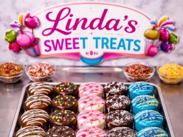 Colorful assorted donuts from Linda's Sweet Treats.