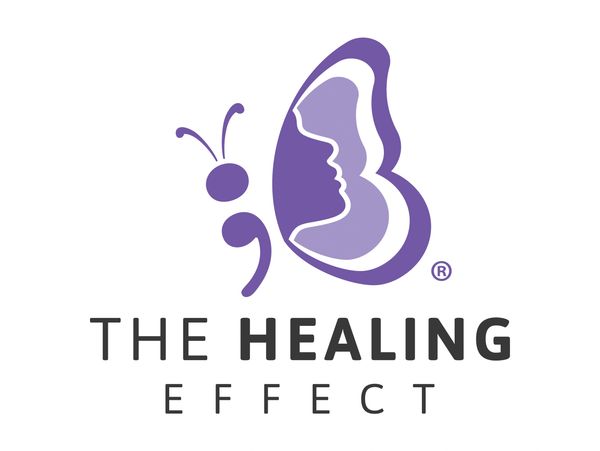 The Healing Effect logo – purple butterfly with human profiles, representing therapy and counseling services in Arizona.