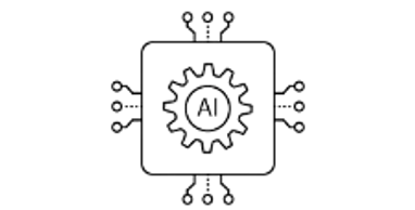 Icon of a microchip with a sun symbol inside, representing smart technology or AI.