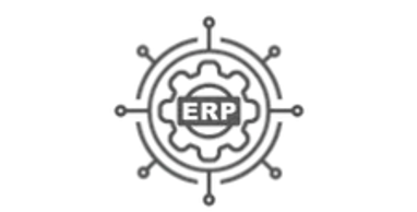 A ship wheel with ERP written in the center.