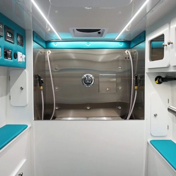 Inside of our mobile salon!