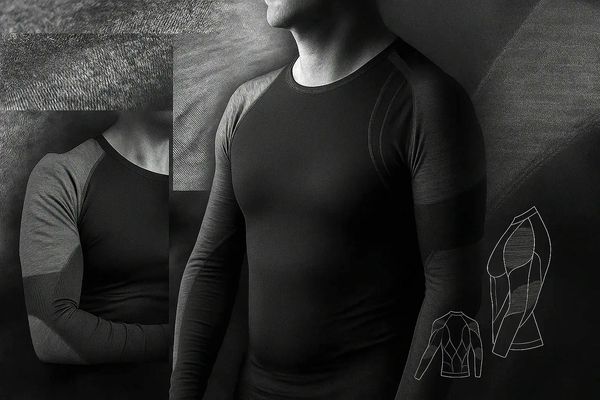 Ein Mann trägt die Base Layer mit Schutz. Produktdetails und Zonendefinierung von SKINIONX-X