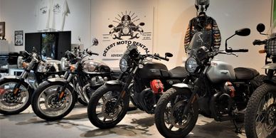 We offer Triumph Tigers, Moto Guzzi V7 850 and Royal Enfield Interceptors at DesertMotoRentals.com