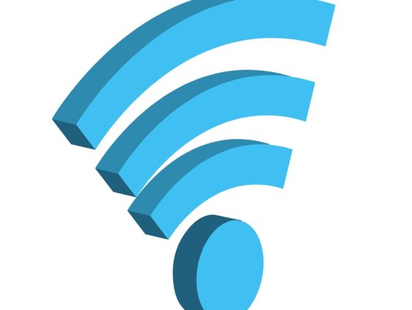 3D blue Wi-Fi signal icon on white background. Online Presence 