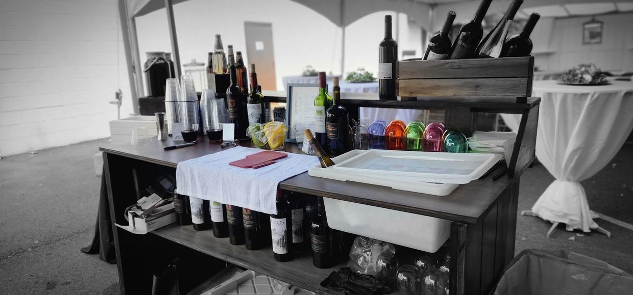 Behind our Portable Bar, Organized Beer and Wine Service