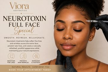 Woman receiving neurotoxin facial treatment.