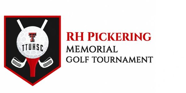 Logo for RH Pickering Memorial Golf Tournament with golf clubs and ball.