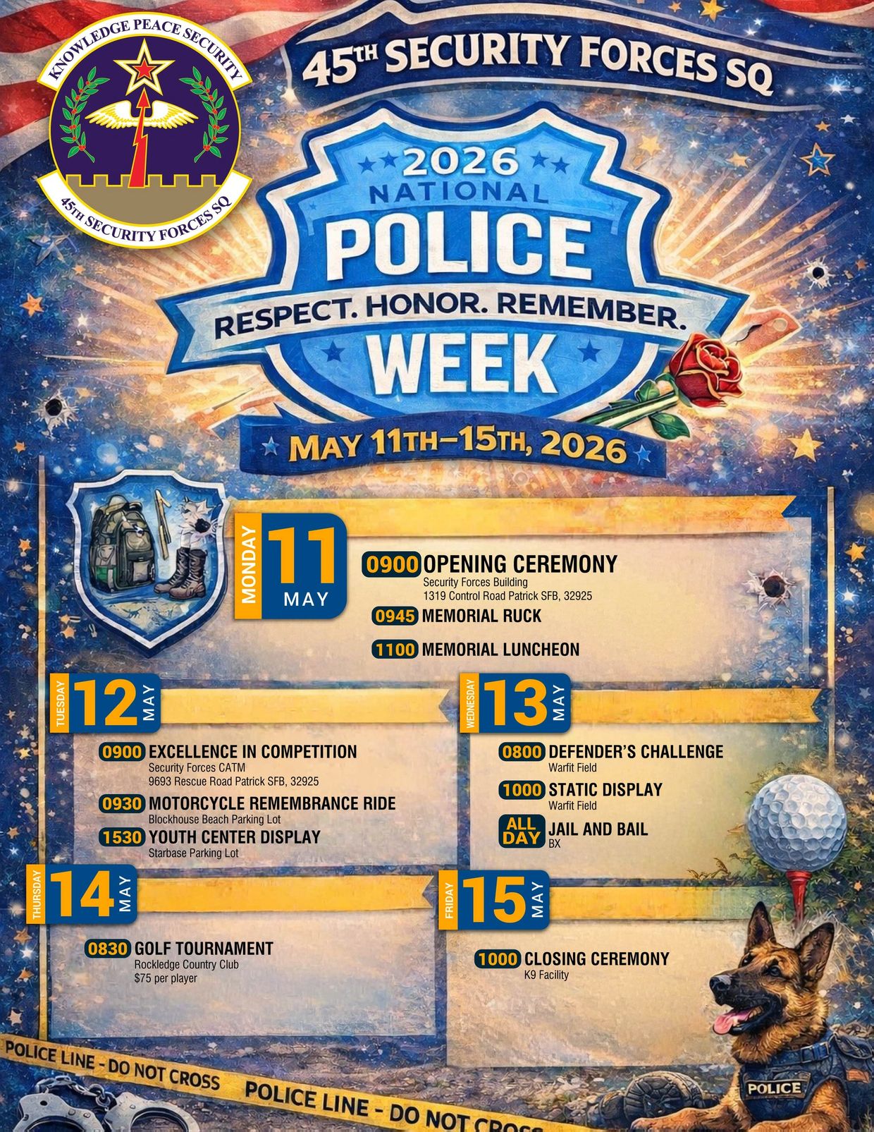 2026 National Police Week schedule by 45th Security Forces Squadron.