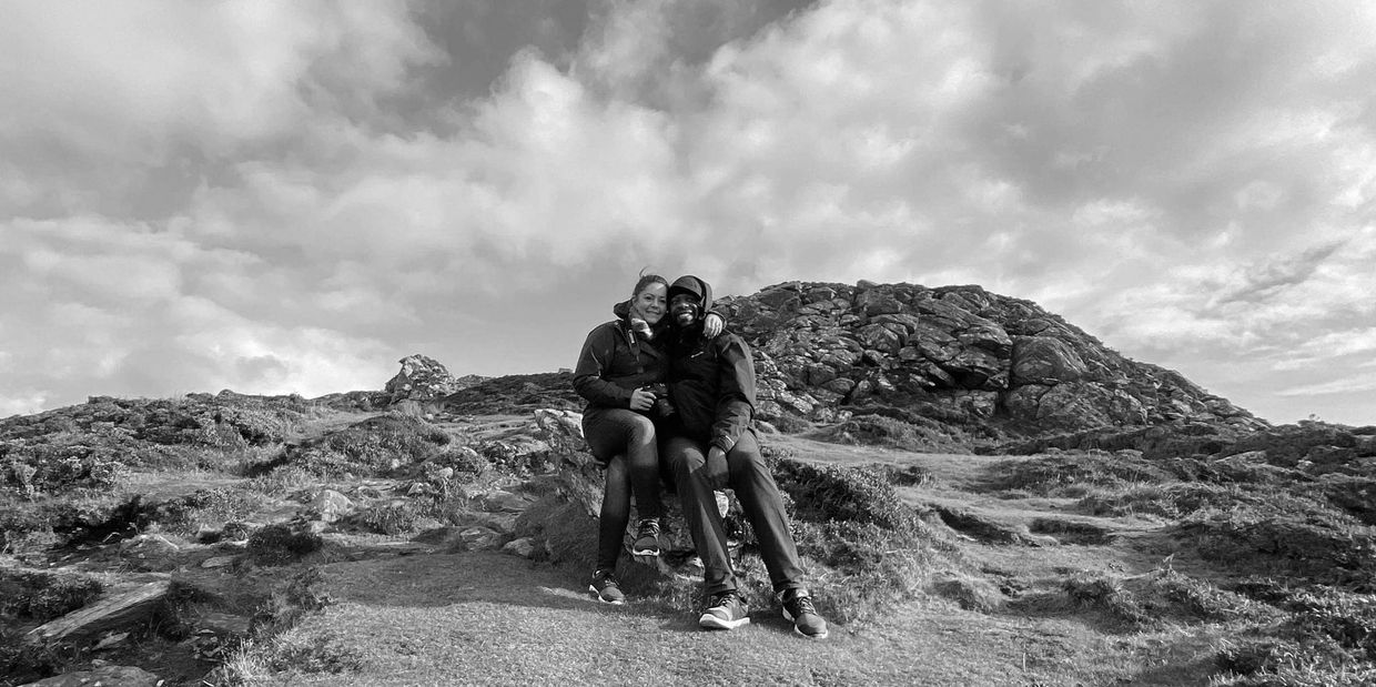 Jill & Desmond exploring the cliffs of Sliabh Liag in Donegal, Ireland.