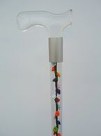 Walking cane with multi-color silk roses. Available in 29" through 36" length. 