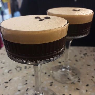 Two espresso martini cocktails