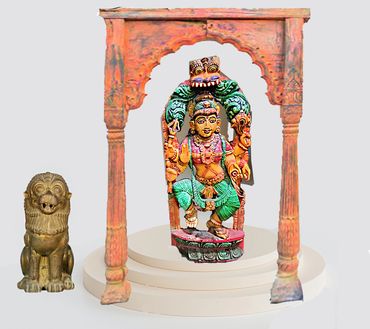 The antique arch, the brass lion or the wood carved laxmiji