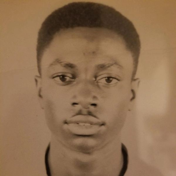 Black and white portrait of a young man.