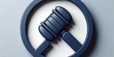 Dark blue gavel in a circle
