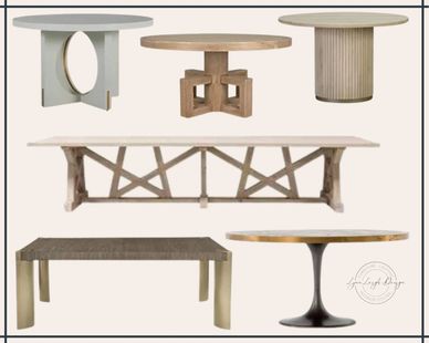 Dining room tables in tulip style, pedestal, concrete, cylinder base, extra long wood table.
