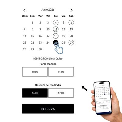Mobile app interface for booking appointments with date and time selection.