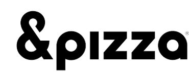 Black and white logo of '&amp;pizza' with a unique ampersand design.