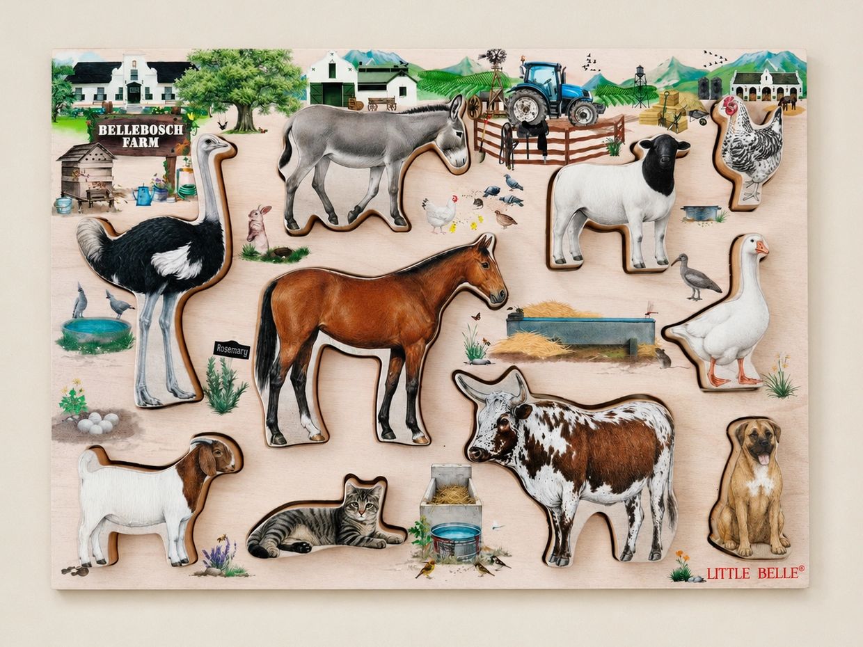 Wooden farm animal puzzle for kids.
