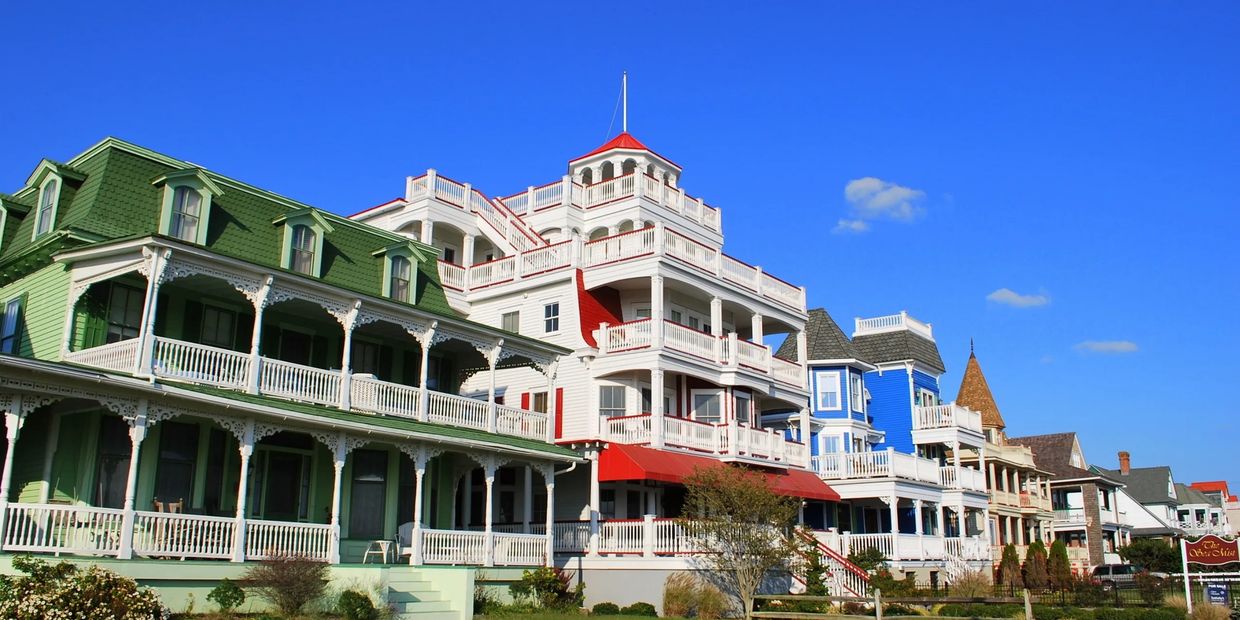 Victorian Vacation homes on Beach Ave in Cape May, NJ.