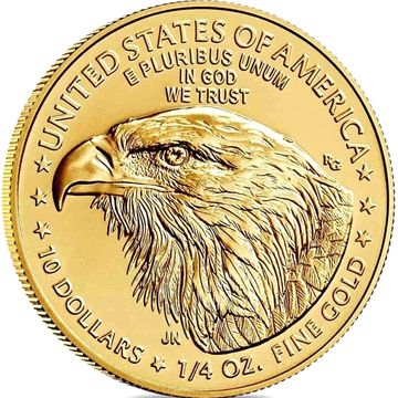 Gold coin featuring a bald eagle head.
