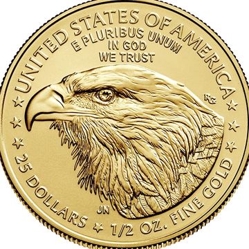 Gold coin with eagle and US inscriptions.