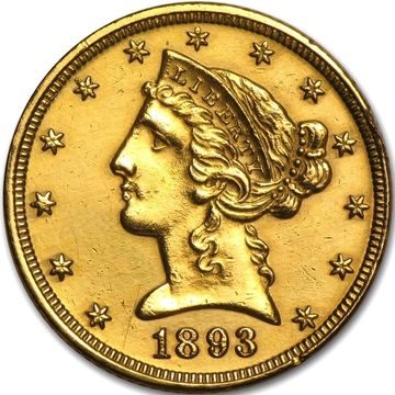 1893 $10 Gold Eagle United States coin obverse