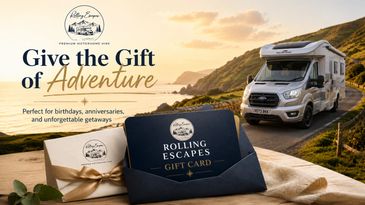 Gift card for adventurous RV getaways by Rolling Escapes.