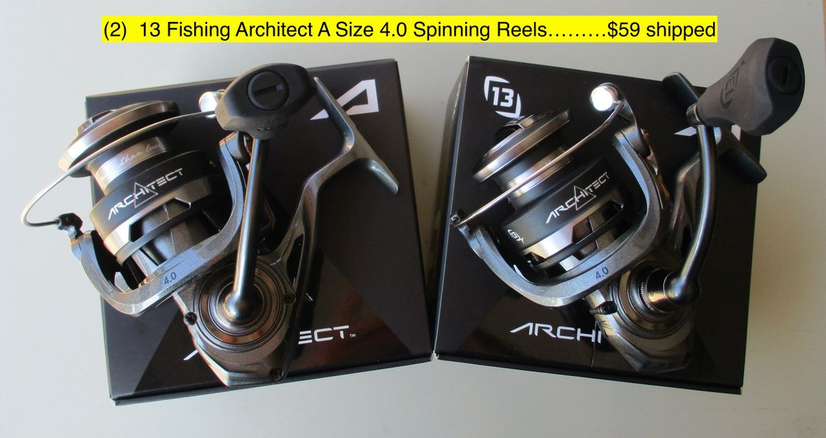 2) 13 Fishing Architect A Size 4.0 Spinning Reels (5.2:1 ratio, 8 Bearings)