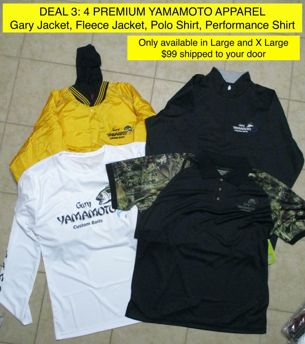 4) High End Gary Yamamoto Jackets/Fishing Shirt/Polo Shirt (Choose